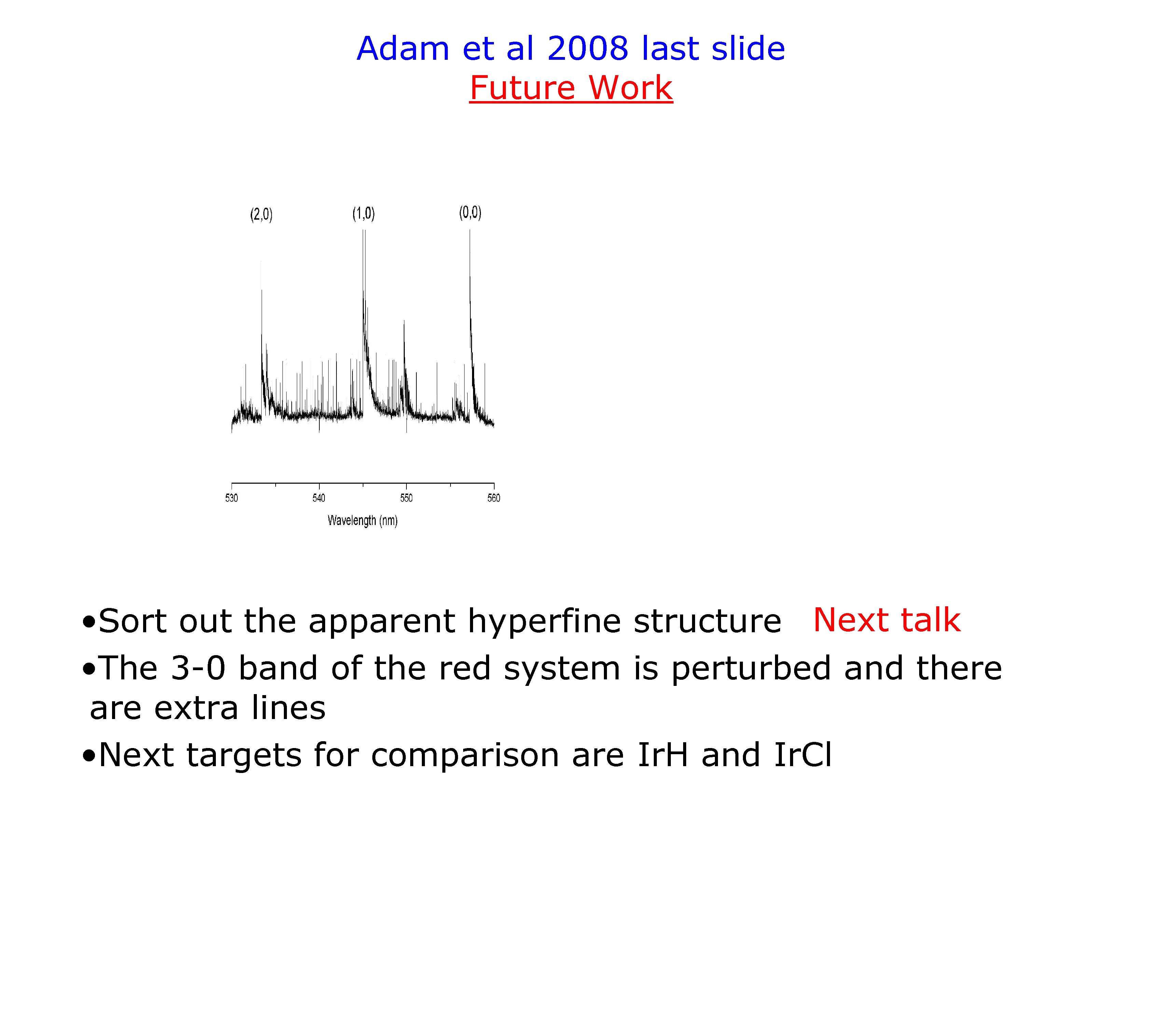 Adam et al 2008 last slide Future Work • Sort out the apparent hyperfine