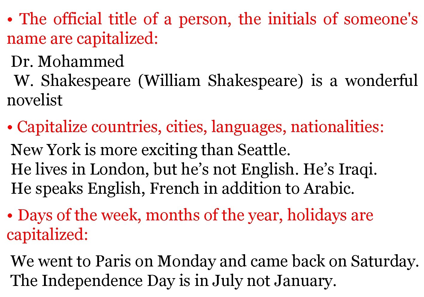  • The official title of a person, the initials of someone's name are
