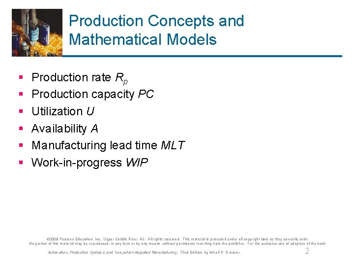 Production Concepts and Mathematical Models § § § Production rate Rp Production capacity PC