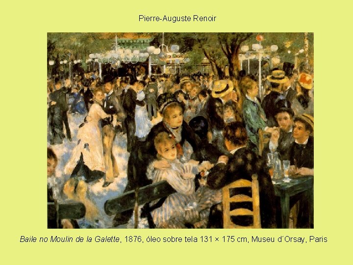 Pierre-Auguste Renoir Baile no Moulin de la Galette, 1876, óleo sobre tela 131 ×