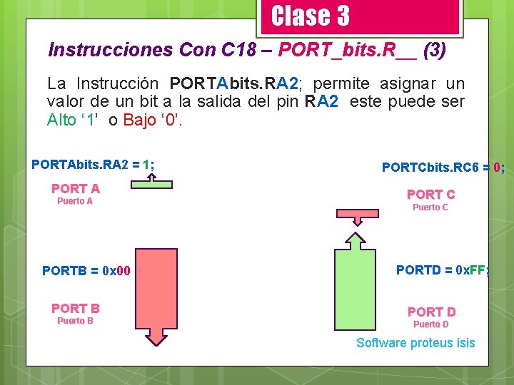 Clase 3 Instrucciones Con C 18 – PORT_bits. R__ (3) La Instrucción PORTAbits. RA