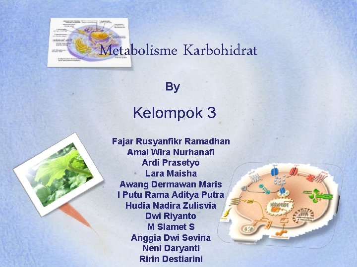 Metabolisme Karbohidrat By Kelompok 3 Fajar Rusyanfikr Ramadhan Amal Wira Nurhanafi Ardi Prasetyo Lara