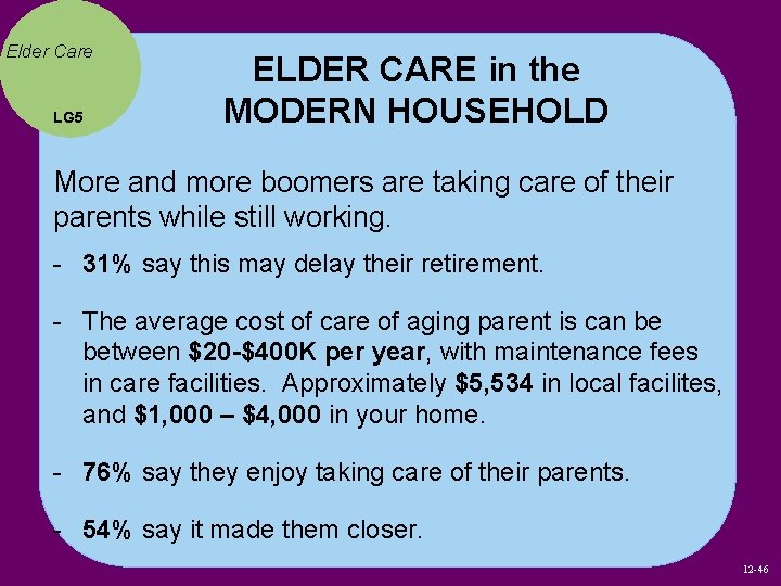 Elder Care LG 5 ELDER CARE in the MODERN HOUSEHOLD More and more boomers Elder Care LG 5 ELDER CARE in the MODERN HOUSEHOLD More and more boomers