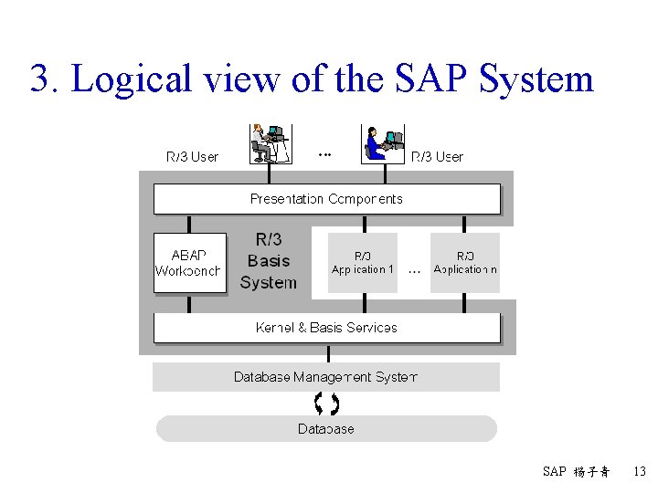 3. Logical view of the SAP System SAP 楊子青 13 