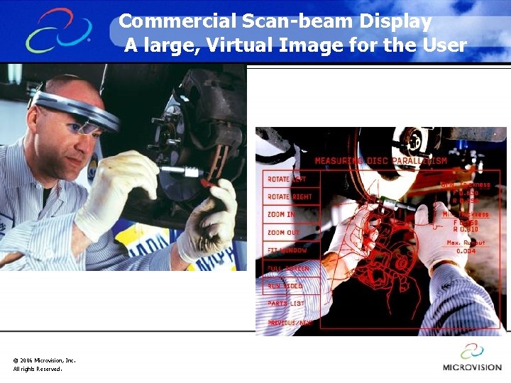 Commercial Scan-beam Display A large, Virtual Image for the User © 2006 Microvision, Inc.