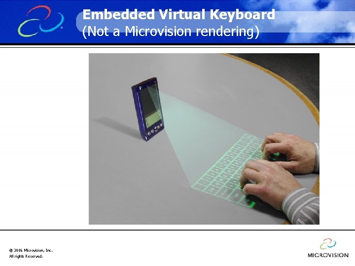 Embedded Virtual Keyboard (Not a Microvision rendering) © 2006 Microvision, Inc. All rights Reserved.