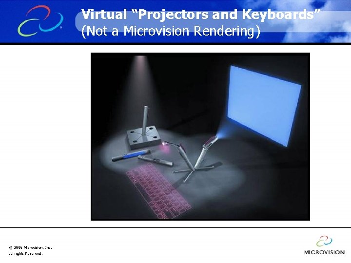 Virtual “Projectors and Keyboards” (Not a Microvision Rendering) © 2006 Microvision, Inc. All rights