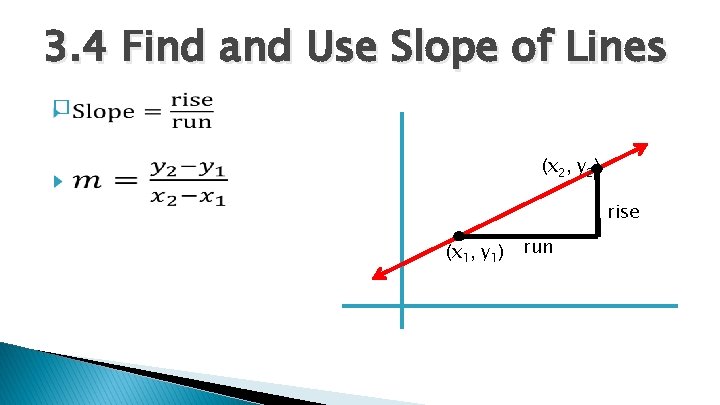 3. 4 Find and Use Slope of Lines � (x 2, y 2) rise