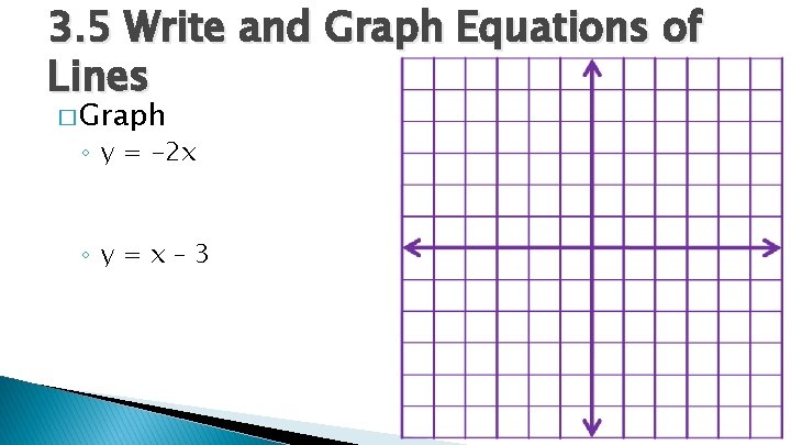 3. 5 Write and Graph Equations of Lines � Graph ◦ y = -2