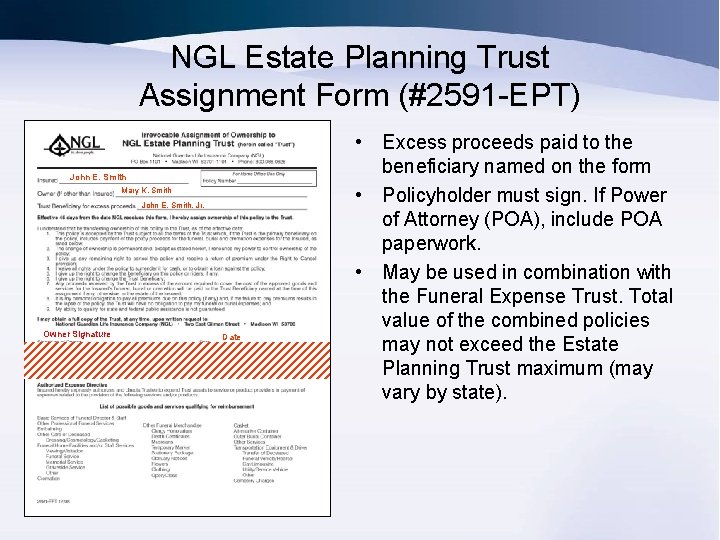 NGL Estate Planning Trust Assignment Form (#2591 -EPT) John E. Smith Mary K. Smith
