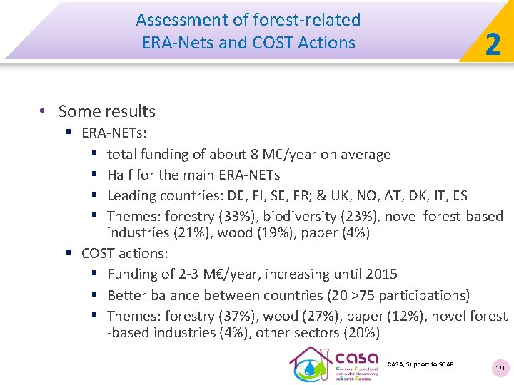 Assessment of forest-related ERA-Nets and COST Actions 2 • Some results § ERA-NETs: §