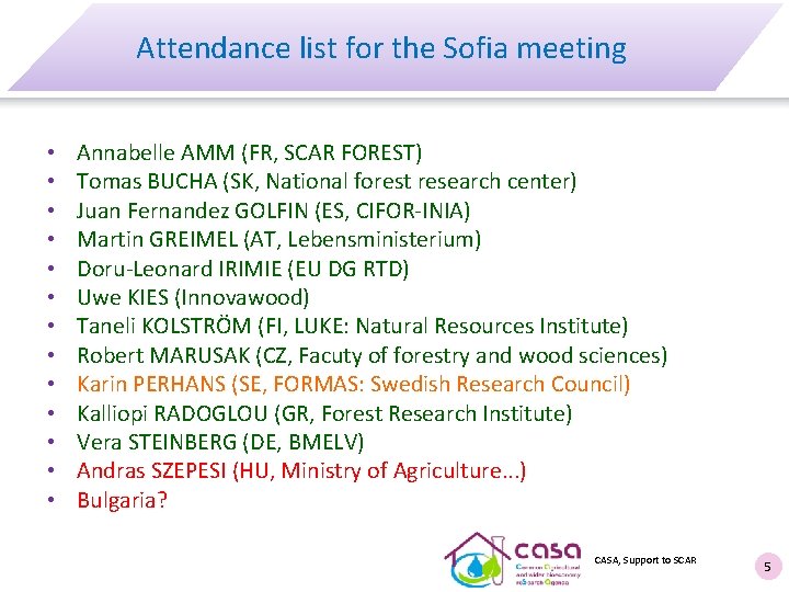 Attendance list for the Sofia meeting • • • • Annabelle AMM (FR, SCAR