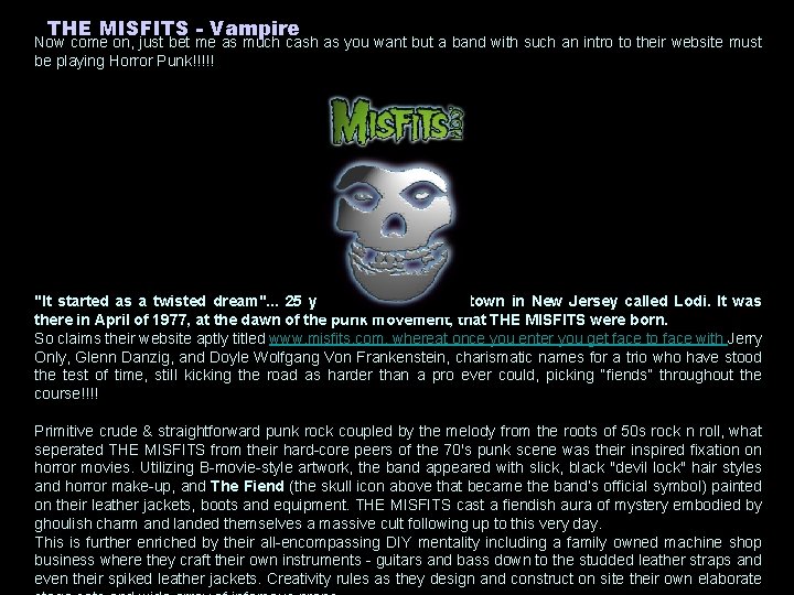 THE MISFITS - Vampire Now come on, just bet me as much cash as