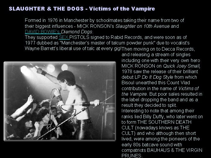 SLAUGHTER & THE DOGS - Victims of the Vampire Formed in 1976 in Manchester