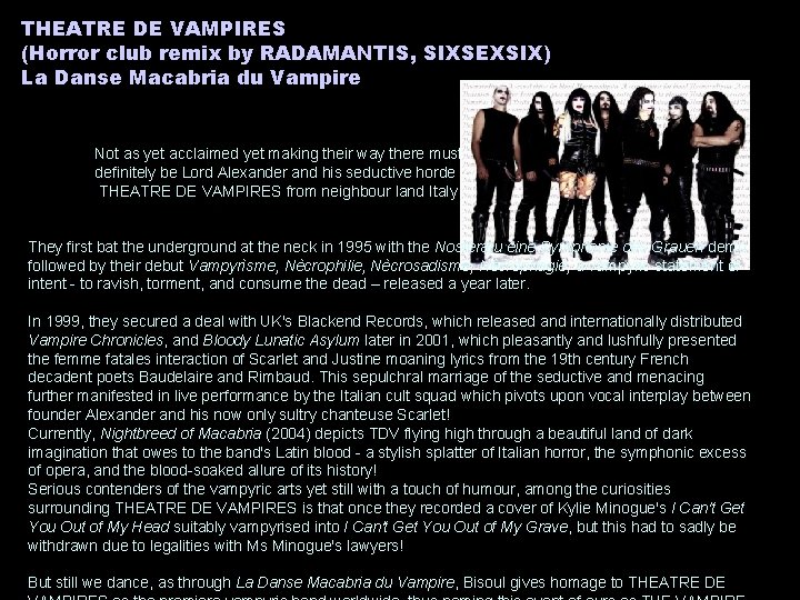 THEATRE DE VAMPIRES (Horror club remix by RADAMANTIS, SIXSEXSIX) La Danse Macabria du Vampire