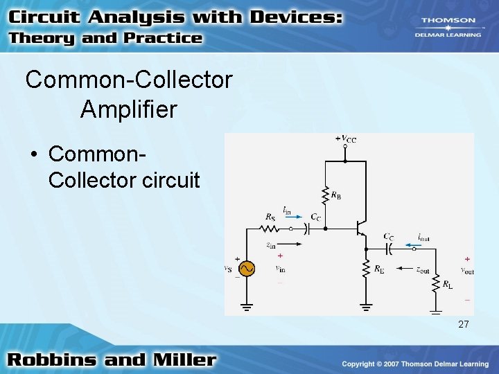 Common-Collector Amplifier • Common. Collector circuit 27 Common-Collector Amplifier • Common. Collector circuit 27
