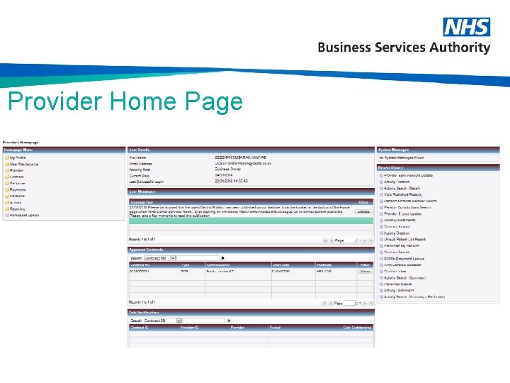 Provider Home Page 