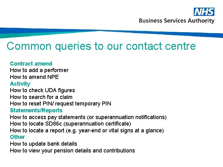 Common queries to our contact centre Contract amend How to add a performer How