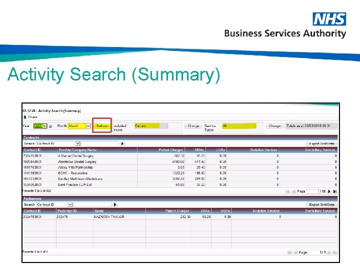 Activity Search (Summary) 