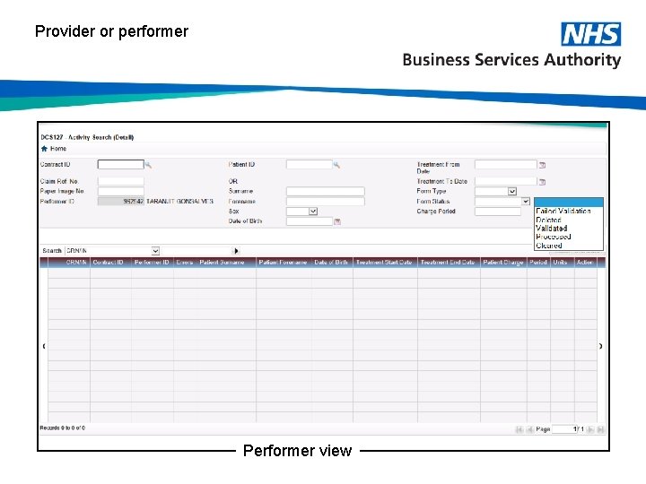 Provider or performer Performer view 