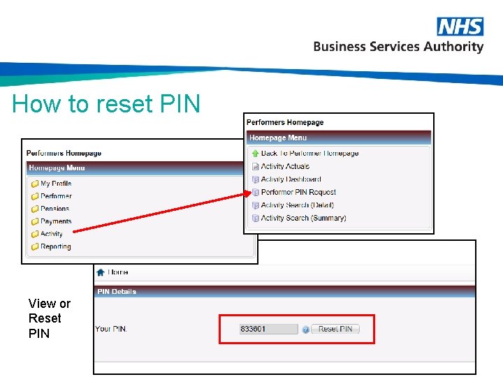 How to reset PIN View or Reset PIN 
