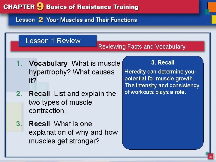 Lesson 1 Reviewing Facts and Vocabulary 1. Vocabulary 2. Recall 3. 1. Vocabulary What