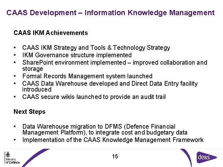 CAAS Development – Information Knowledge Management CAAS IKM Achievements • • • CAAS IKM CAAS Development – Information Knowledge Management CAAS IKM Achievements • • • CAAS IKM