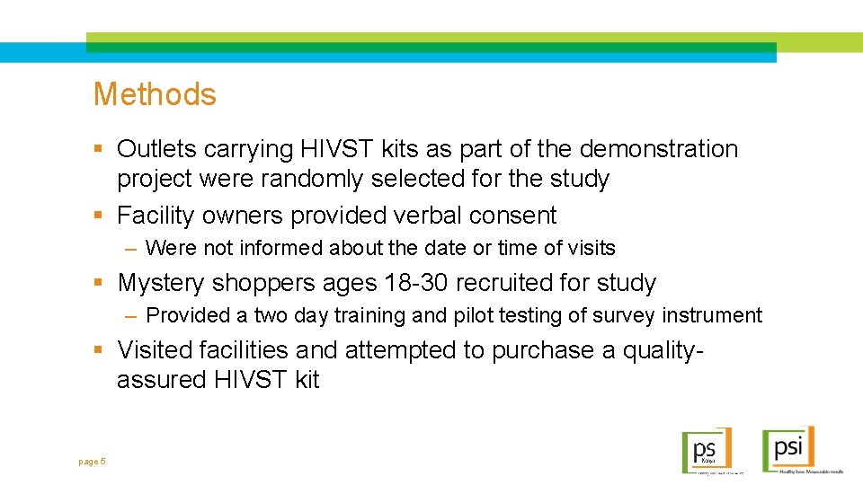 Methods § Outlets carrying HIVST kits as part of the demonstration project were randomly