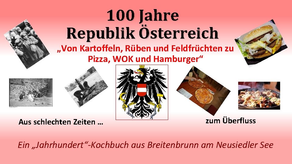 100 Jahre Republik Österreich „Von Kartoffeln, Rüben und Feldfrüchten zu Pizza, WOK und Hamburger“