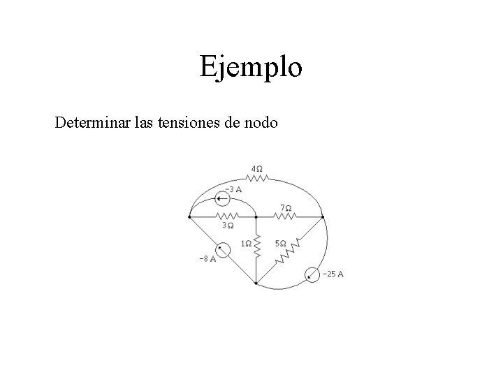 Ejemplo Determinar las tensiones de nodo 