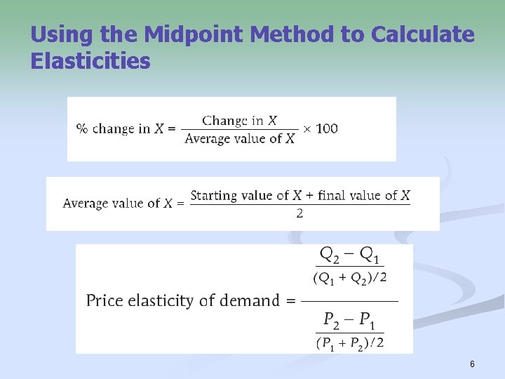 Using the Midpoint Method to Calculate Elasticities 6 