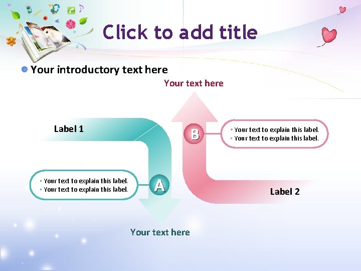 Click to add title Your introductory text here Your text here Label 1 •