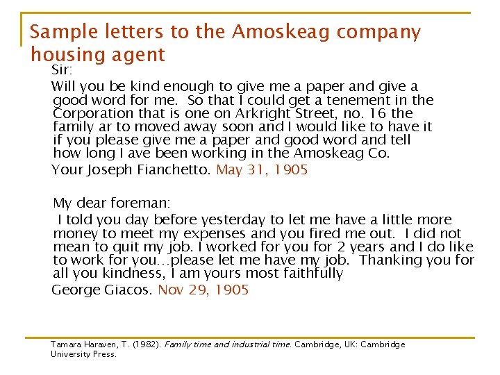Sample letters to the Amoskeag company housing agent Sir: Will you be kind enough Sample letters to the Amoskeag company housing agent Sir: Will you be kind enough