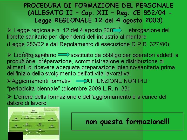 PROCEDURA DI FORMAZIONE DEL PERSONALE (ALLEGATO II – Cap. XII – Reg. CE 852/04