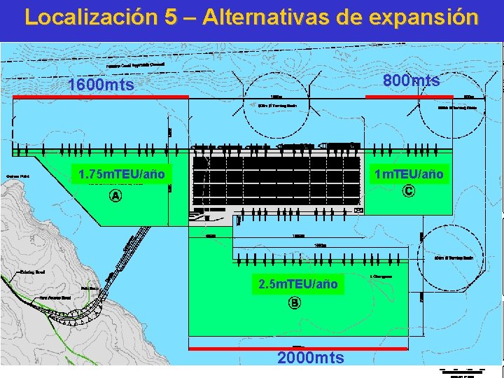 Localización 5 – Alternativas de expansión 800 mts 1600 mts 1. 75 m. TEU/año