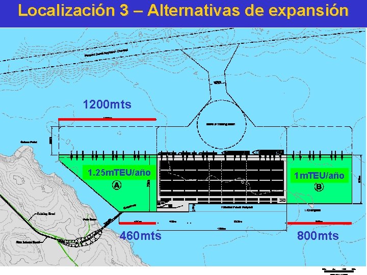 Localización 3 – Alternativas de expansión 1200 mts 1. 25 m. TEU/año 460 mts