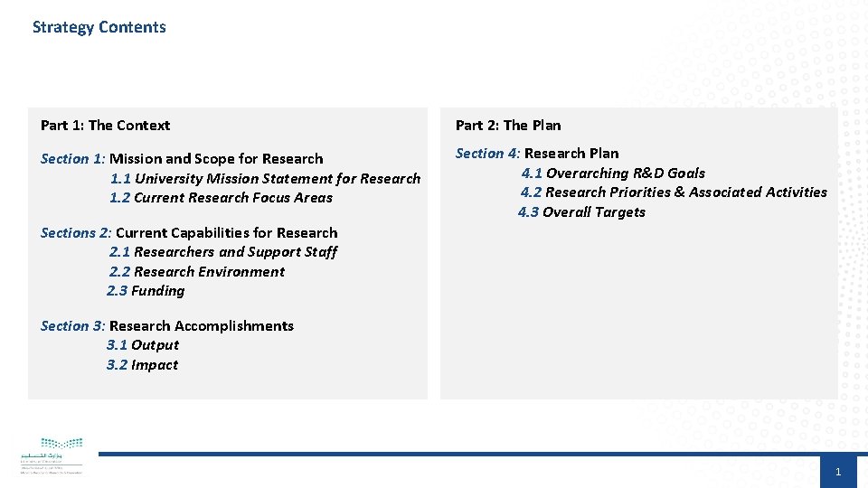 Strategy Contents Part 1: The Context Part 2: The Plan Section 1: Mission and