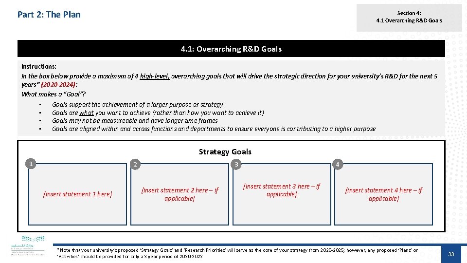 Part 2: The Plan Section 4: 4. 1 Overarching R&D Goals 4. 1: Overarching