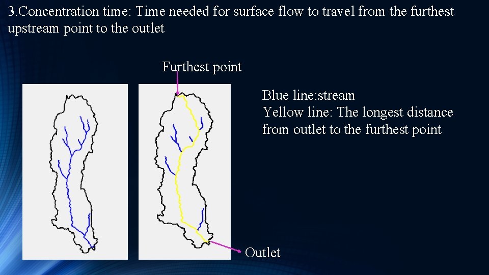 3. Concentration time: Time needed for surface flow to travel from the furthest upstream