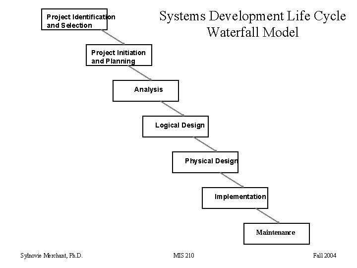 Systems Development Life Cycle Waterfall Model Project Identification and Selection Project Initiation and Planning