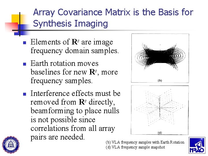 Array Covariance Matrix is the Basis for Synthesis Imaging n n n Elements of