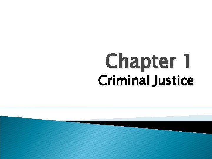 Chapter 1 Criminal Justice 