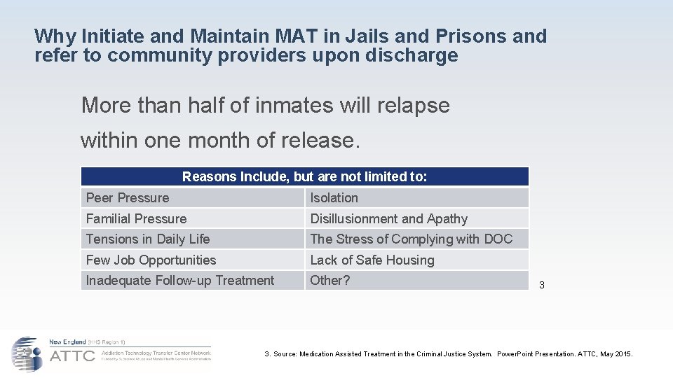 Why Initiate and Maintain MAT in Jails and Prisons and refer to community providers