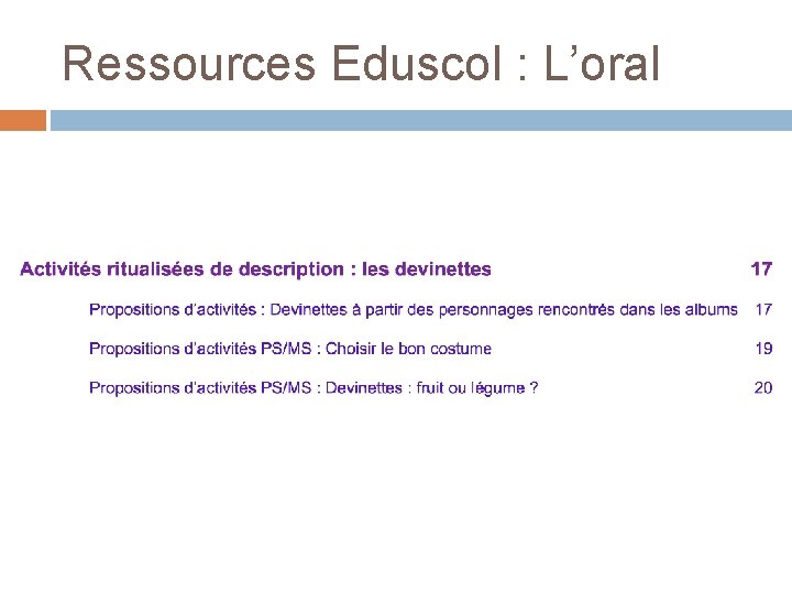 Ressources Eduscol : L’oral 