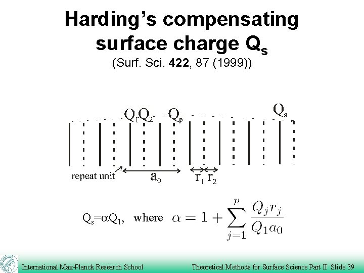 Harding’s compensating surface charge Qs (Surf. Sci. 422, 87 (1999)) Qs=a. Q 1, where