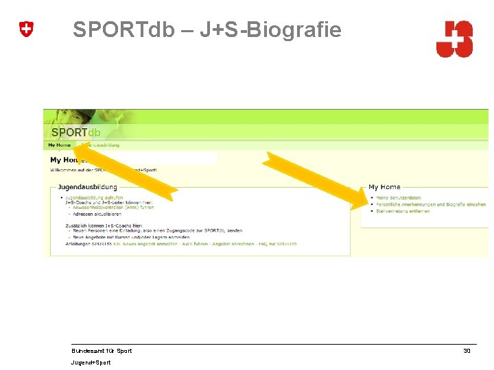 SPORTdb – J+S-Biografie Bundesamt für Sport Jugend+Sport 30 