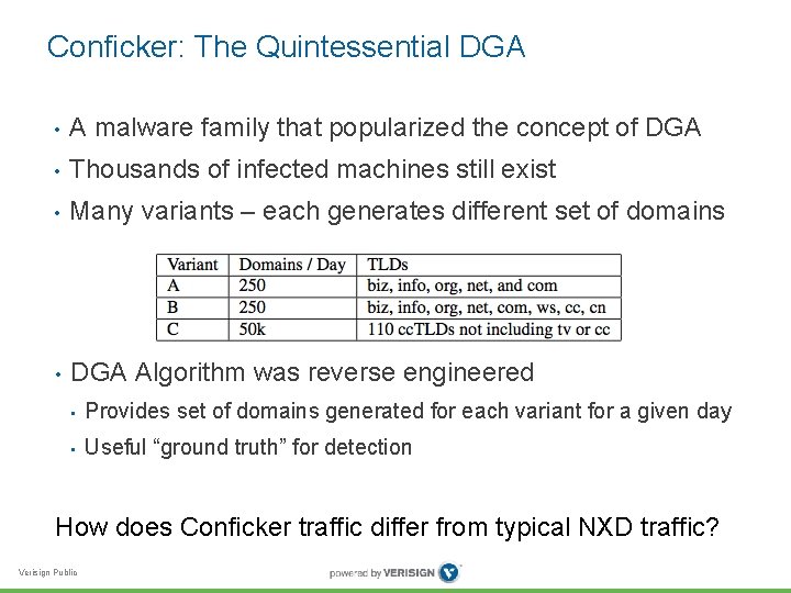 Conficker: The Quintessential DGA • A malware family that popularized the concept of DGA