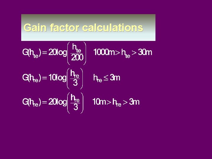 Gain factor calculations 