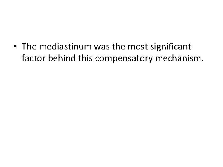 • The mediastinum was the most significant factor behind this compensatory mechanism. • The mediastinum was the most significant factor behind this compensatory mechanism.