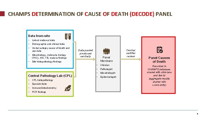 CHAMPS DETERMINATION OF CAUSE OF DEATH (DECODE) PANEL Data from site • Linked maternal
